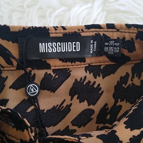 NWOT Missguided Brown Leopard Print Shirt Smock Mini Dress - Picture 12 of 16